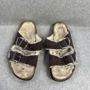 Birkenstock Arizona Fleece Lined Womens Sandals Size 9 Double Strap Fur Slip Ons